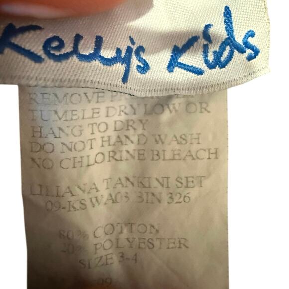 Vintage Kelly’s Kids Seahorse Tankini SZ 3-4 runs small Blue Yellow Ruffle Swim - Picture 3 of 5